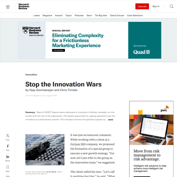 Stop the Innovation Wars