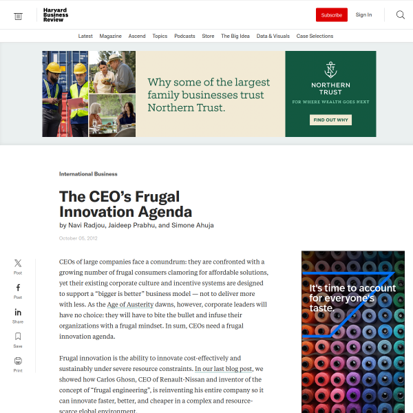The CEO’s Frugal Innovation Agenda