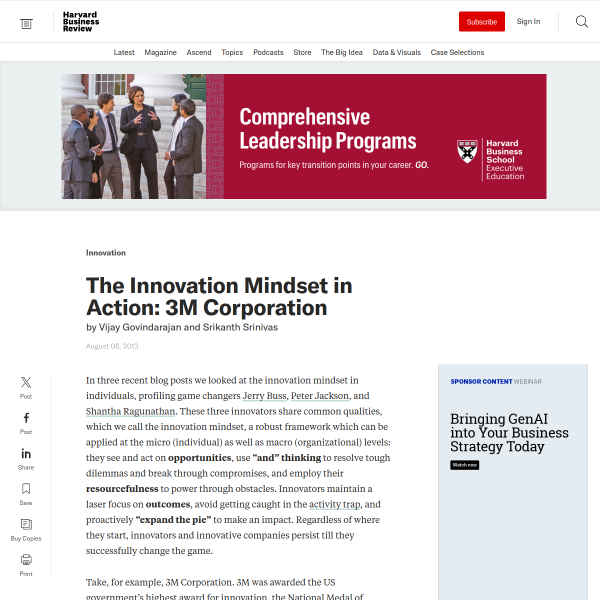 The Innovation Mindset in Action: 3M Corporation