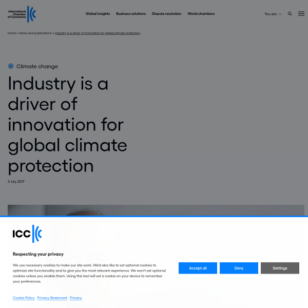 Industry is a driver of innovation for global climate protection - ICC - International Chamber of Commerce