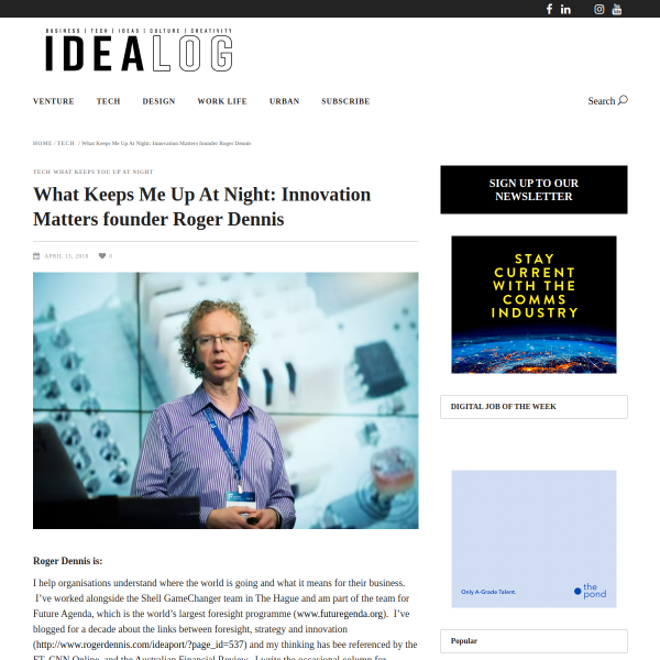 What Keeps Me Up At Night: Innovation Matters founder Roger Dennis