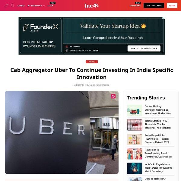 Cab Aggregator Uber To Continue Investing In India Specific Innovation, Says VP Of Product Daniel Graf