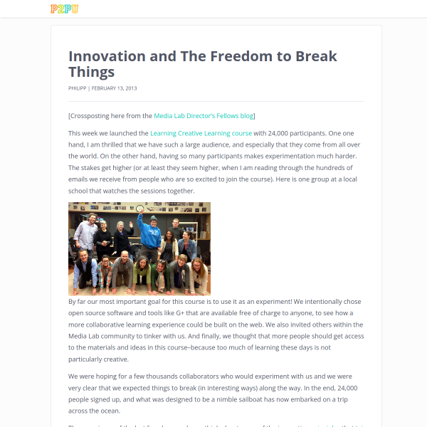 Innovation and The Freedom to Break Things