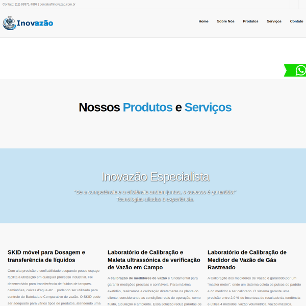 Página inicial do projeto Inovazão
