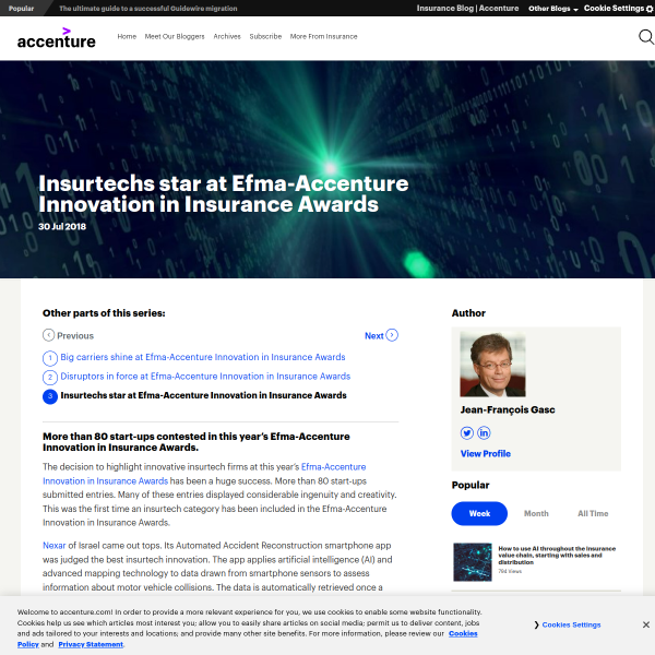 Insurtechs star at Efma-Accenture Innovation in Insurance Awards - Accenture Insurance Blog