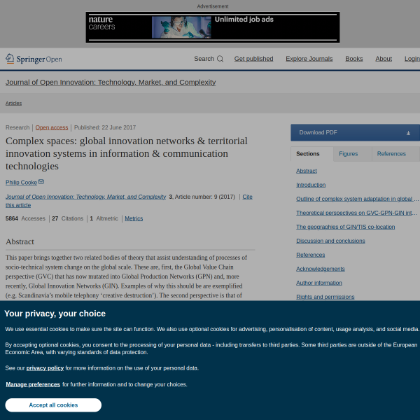 Complex spaces: global innovation networks & territorial innovation systems in information & communication technologies