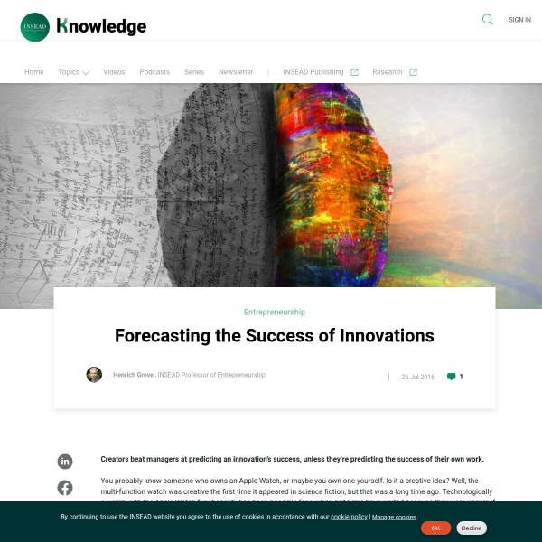 Forecasting the Success of Innovations