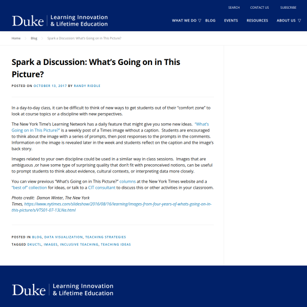 Spark a Discussion: What’s Going on in This Picture? - Duke Learning Innovation