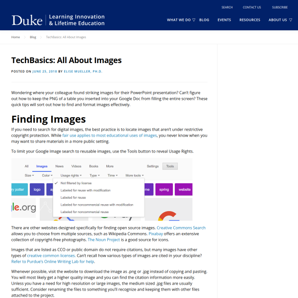 TechBasics: All About Images - Duke Learning Innovation