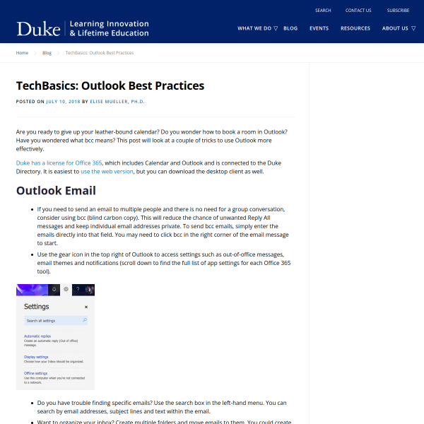 TechBasics: Outlook Best Practices - Duke Learning Innovation