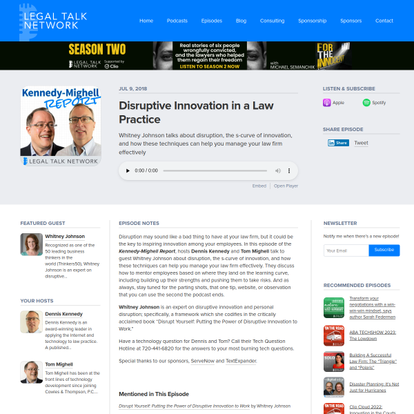 Disruptive Innovation in a Law Practice - Legal Talk Network