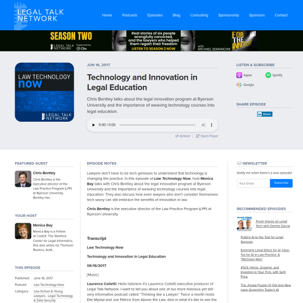 Technology and Innovation in Legal Education - Legal Talk Network