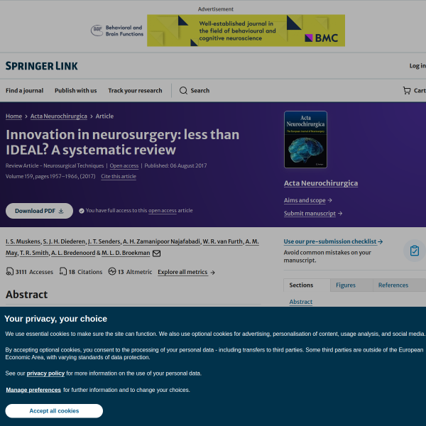 Innovation in neurosurgery: less than IDEAL? A systematic review