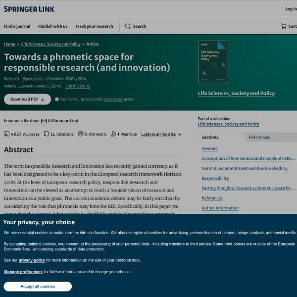 Towards a phronetic space for responsible research (and innovation)