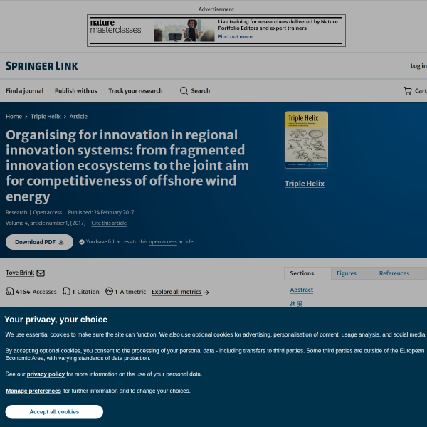 Organising for innovation in regional innovation systems: from fragmented innovation ecosystems to the joint aim for competitiveness of offshore wind energy