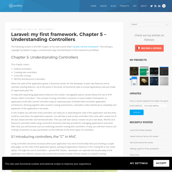 Laravel: my first framework. Chapter 5 – Understanding Controllers - Maks Surguy's blog on Innovation, IoT and Laravel