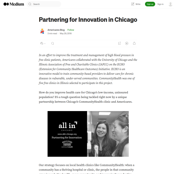Partnering for Innovation in Chicago – Americares Blog – Medium