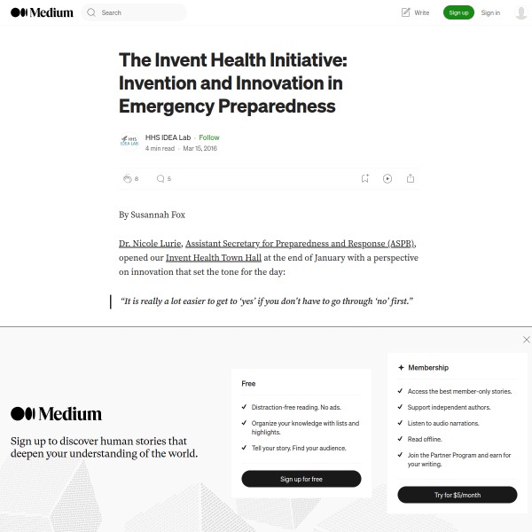The Invent Health Initiative: Invention and Innovation in Emergency Preparedness