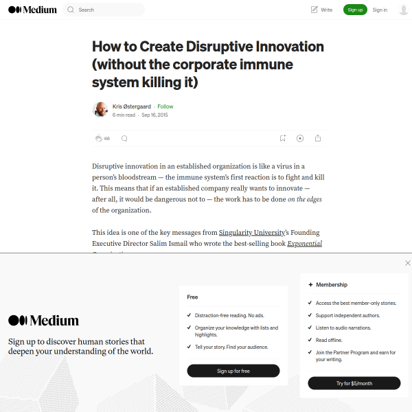 How to Create Disruptive Innovation (without the corporate immune system killing it)