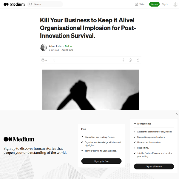 Kill Your Business to Keep it Alive! Organisational Implosion for Post-Innovation Survival.
