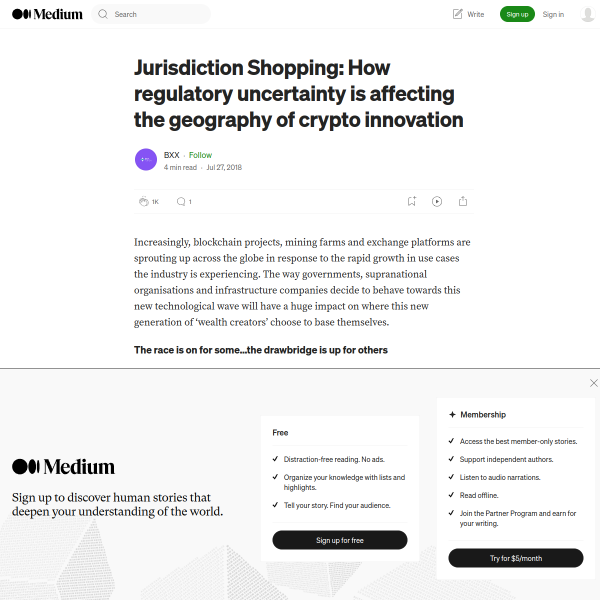 Jurisdiction Shopping: How regulatory uncertainty is affecting the geography of crypto innovation