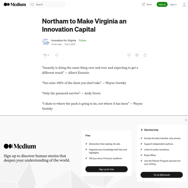 Northam to Make Virginia an Innovation Capital – Innovators for Virginia – Medium