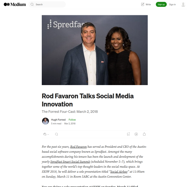Rod Favaron Talks Social Media Innovation – Hugh Forrest – Medium