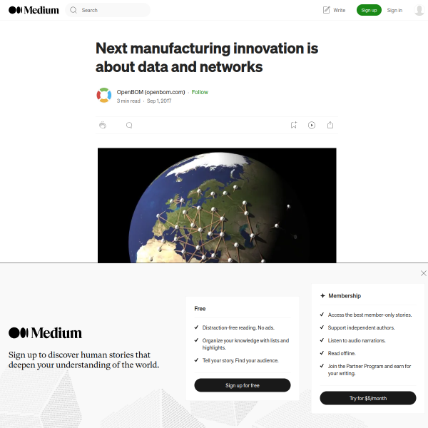 Next manufacturing innovation is about data and networks