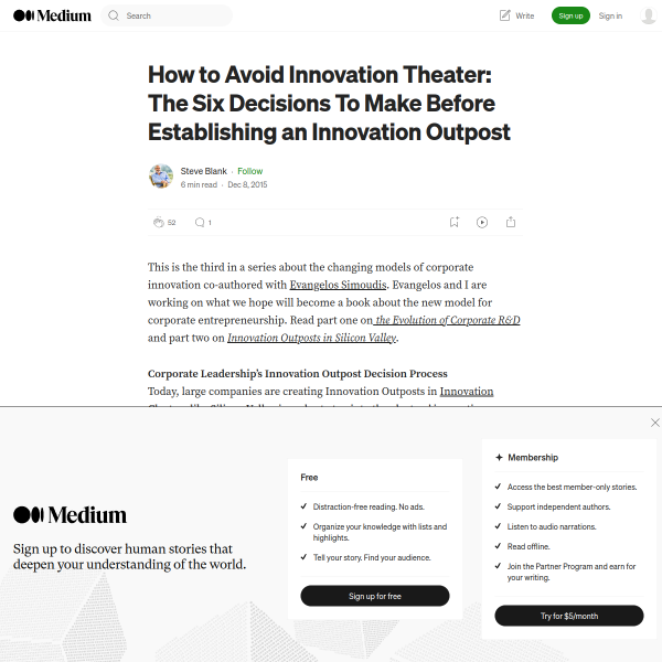How to Avoid Innovation Theater: The Six Decisions To Make Before Establishing an Innovation…
