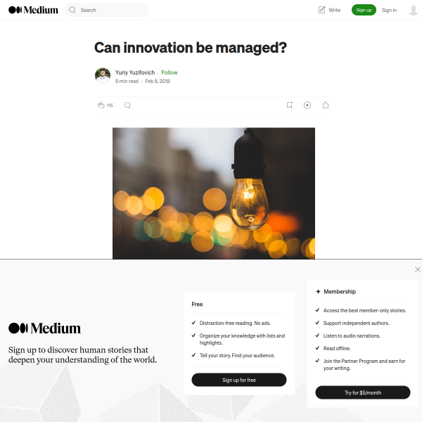 Can innovation be managed? – Yuriy Yuzifovich – Medium