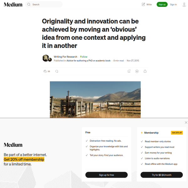 Originality and innovation can be achieved by moving an ‘obvious’ idea from one context and…