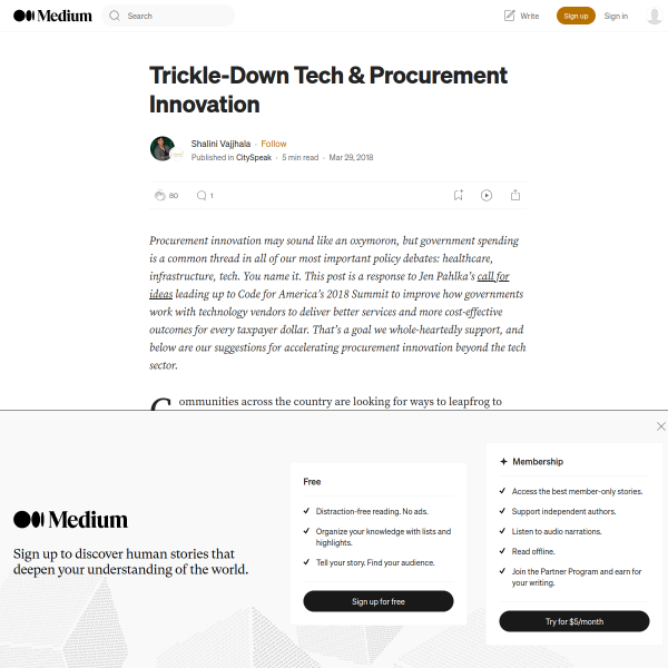 On Procurement Innovation: Trickle-Down Tech – CitySpeak – Medium