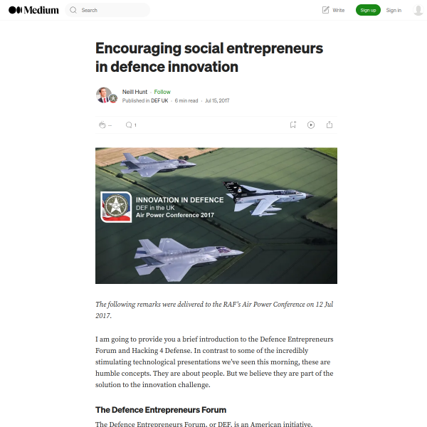 Encouraging social entrepreneurs in defence innovation
