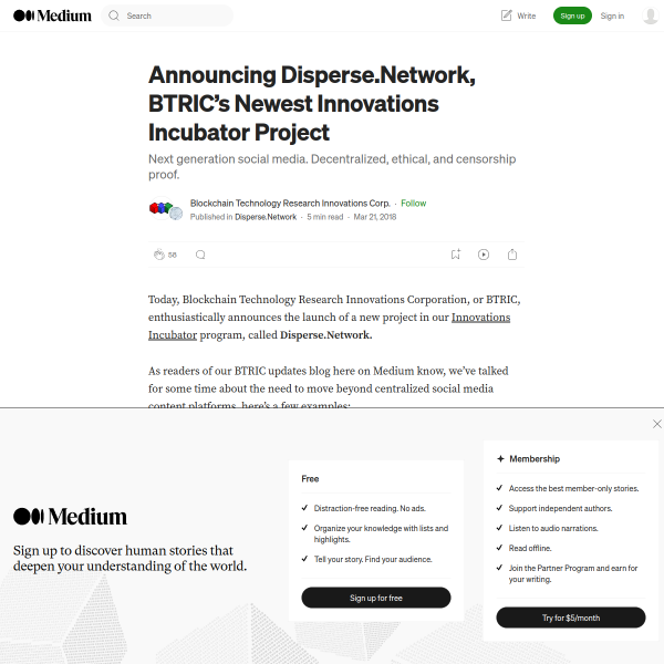 Announcing Disperse.Network, BTRIC’s Newest Innovations Incubator Project