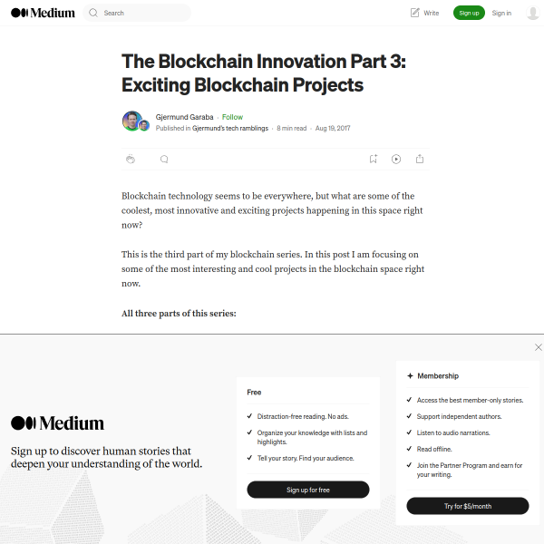 The Blockchain Innovation Part 3: Exciting Blockchain Projects