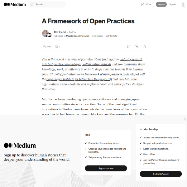 A Framework of Open Practices – Mozilla Open Innovation – Medium