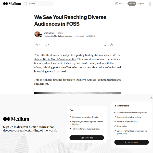 We See You! Reaching Diverse Audiences in FOSS – Mozilla Open Innovation – Medium