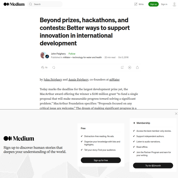 Beyond prizes, hackathons, and contests: Better ways to support innovation in international…