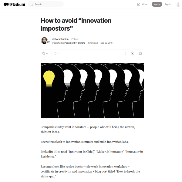 How to avoid “innovation impostors” – Posted by SYPartners – Medium