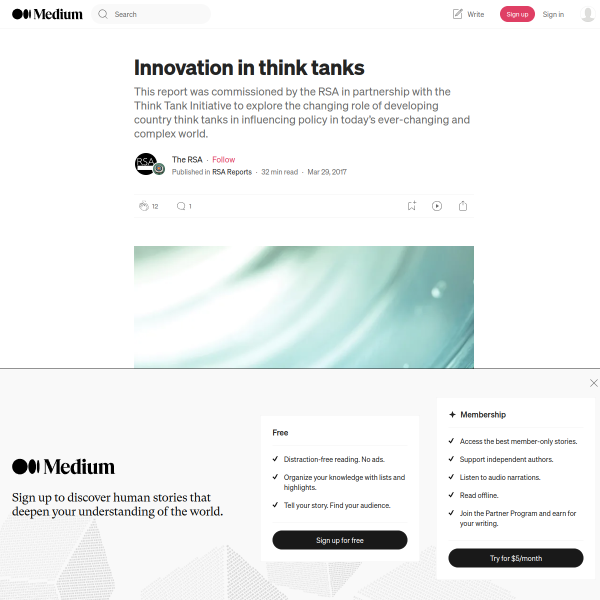 Innovation in think tanks – RSA Reports – Medium