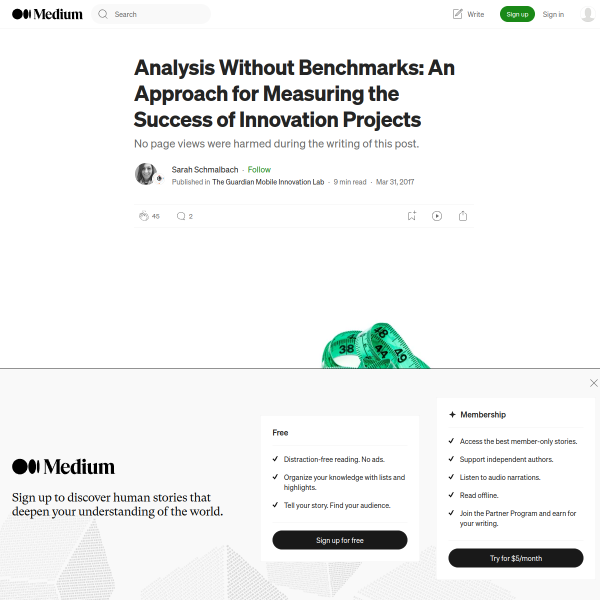 Analysis Without Benchmarks: An Approach for Measuring the Success of Innovation Projects