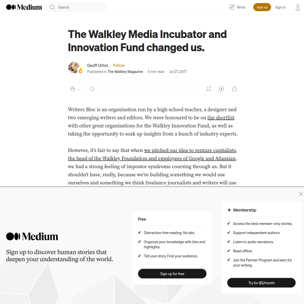 The Walkley Media Incubator and Innovation Fund changed us.