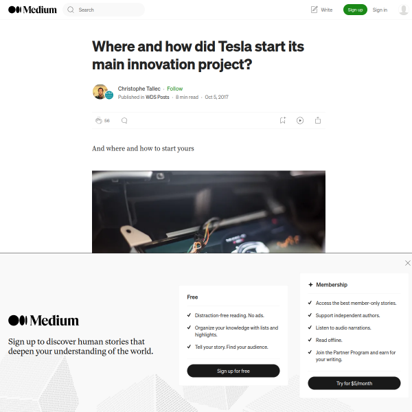 Where and how did Tesla start it’s main innovation project?