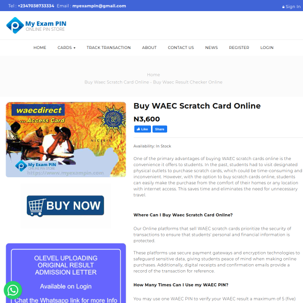 Buy WAEC Scratch Card Online