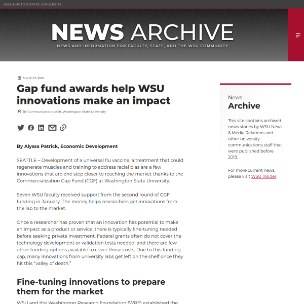 Gap fund awards help WSU innovations make an impact - WSU Insider - Washington State University