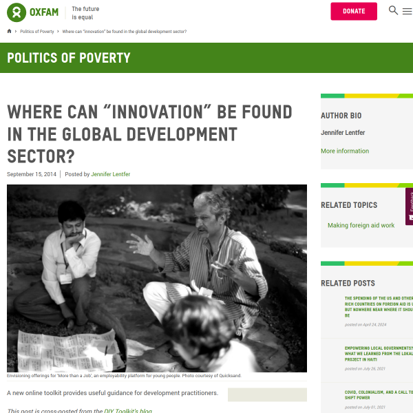 Where can “innovation” be found in the global development sector?