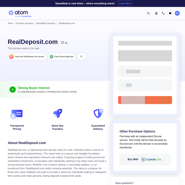  realdeposit.com screen
