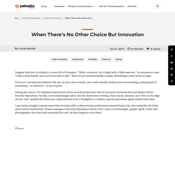 When There’s No Other Choice But Innovation - Palo Alto Networks Blog