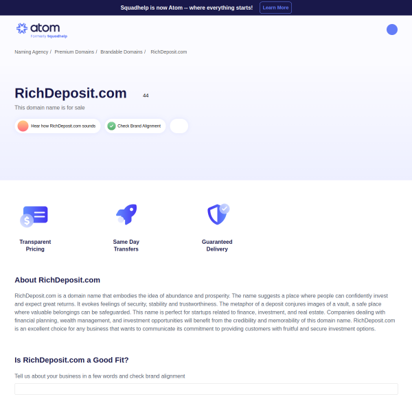  richdeposit.com screen