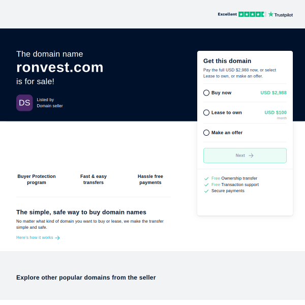  ronvest.com screen